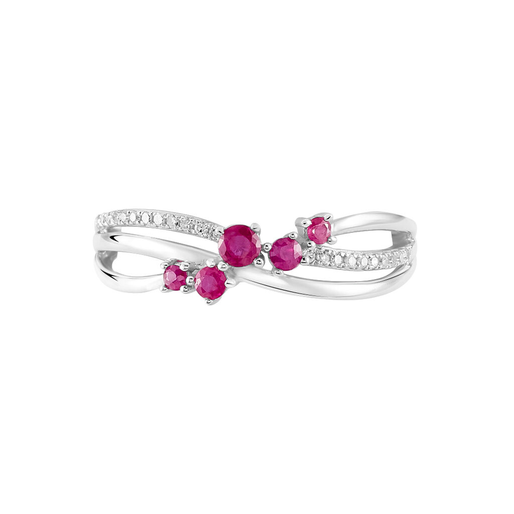 Bague Amarylis Or Blanc Rubis Diamant - Spannringe Damen | OROVIVO