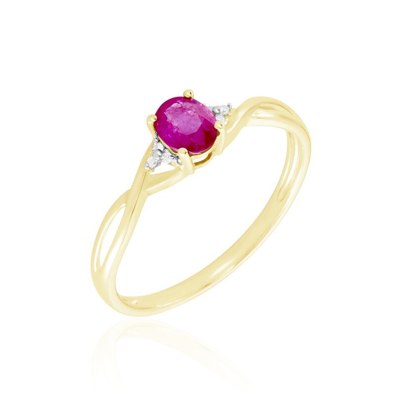 Bague Or Jaune Cassie Rubis Diamants - Spannringe Damen | OROVIVO