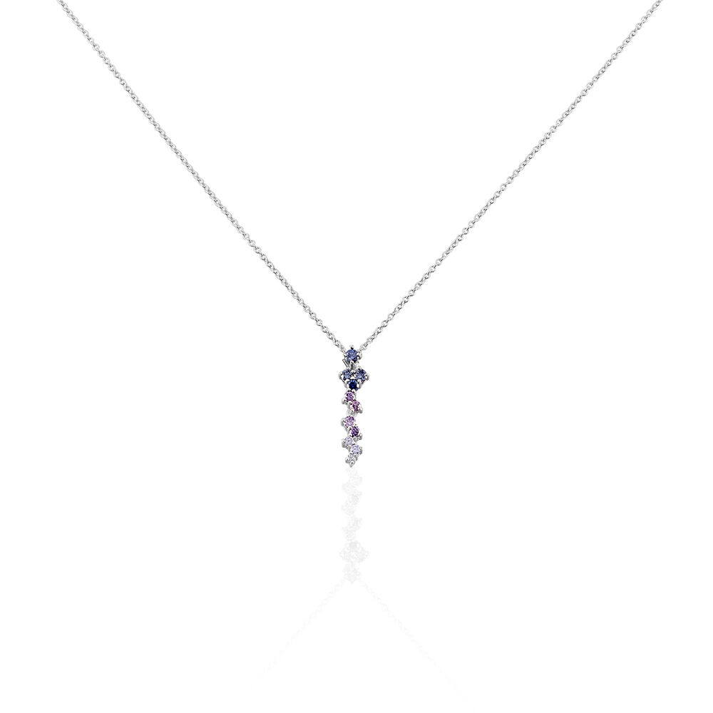 🦚 Damen Collier Silber 925 Zirkonia Multicolour Ina 1, Collier mit Stein