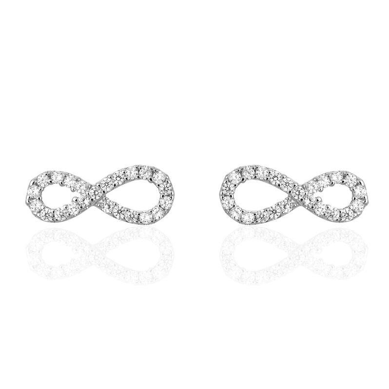 CLELIA INFINITY Damen Ohrstecker Silber 925 Zirkonia Wei&szlig; Unendlichkeit - Ohrstecker Damen | OROVIVO
