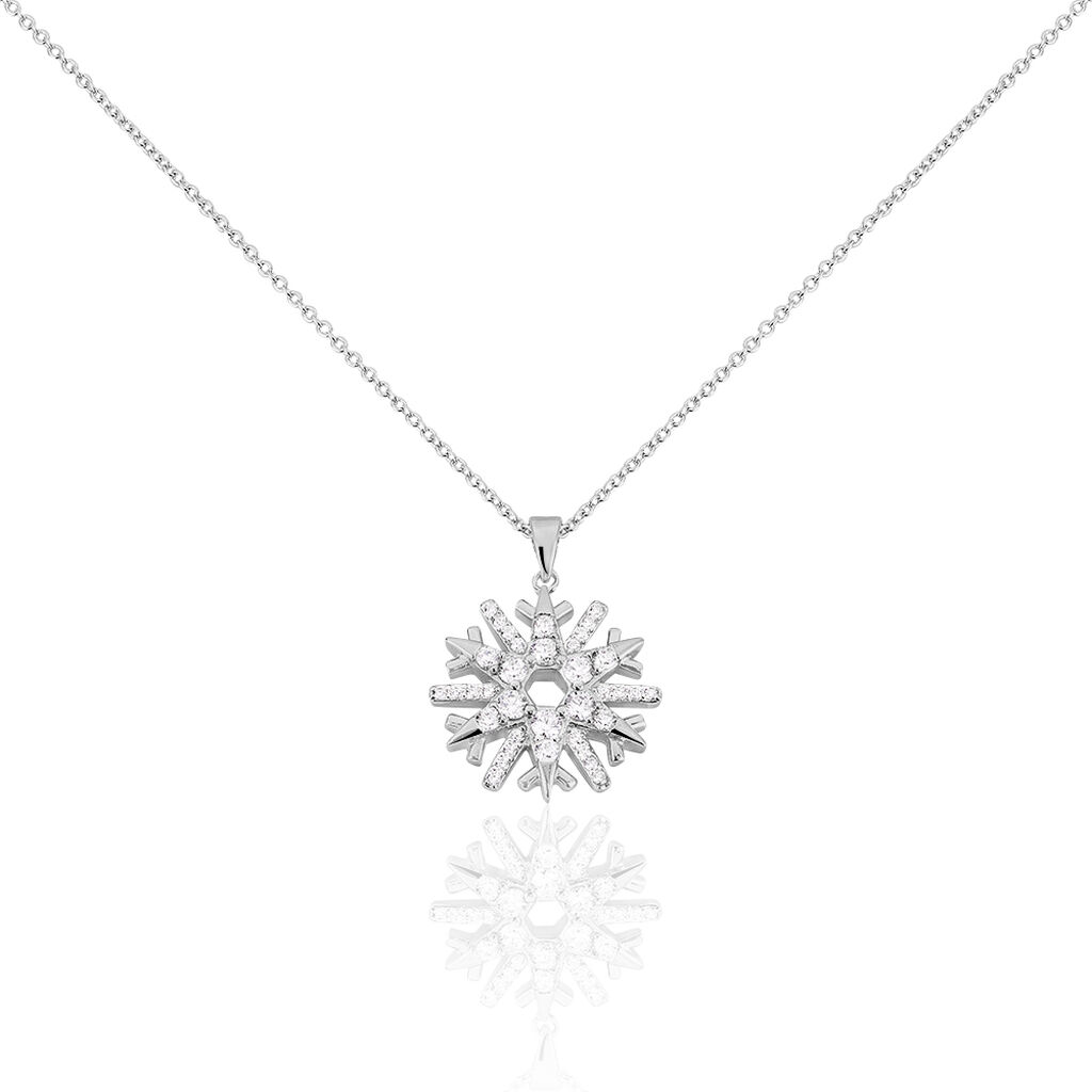 Thumbnail - ELSA 4 Damen Collier Silber 925 Zirkonia Weiß 0,3 ct Schneeflocke, Collier mit Stein
