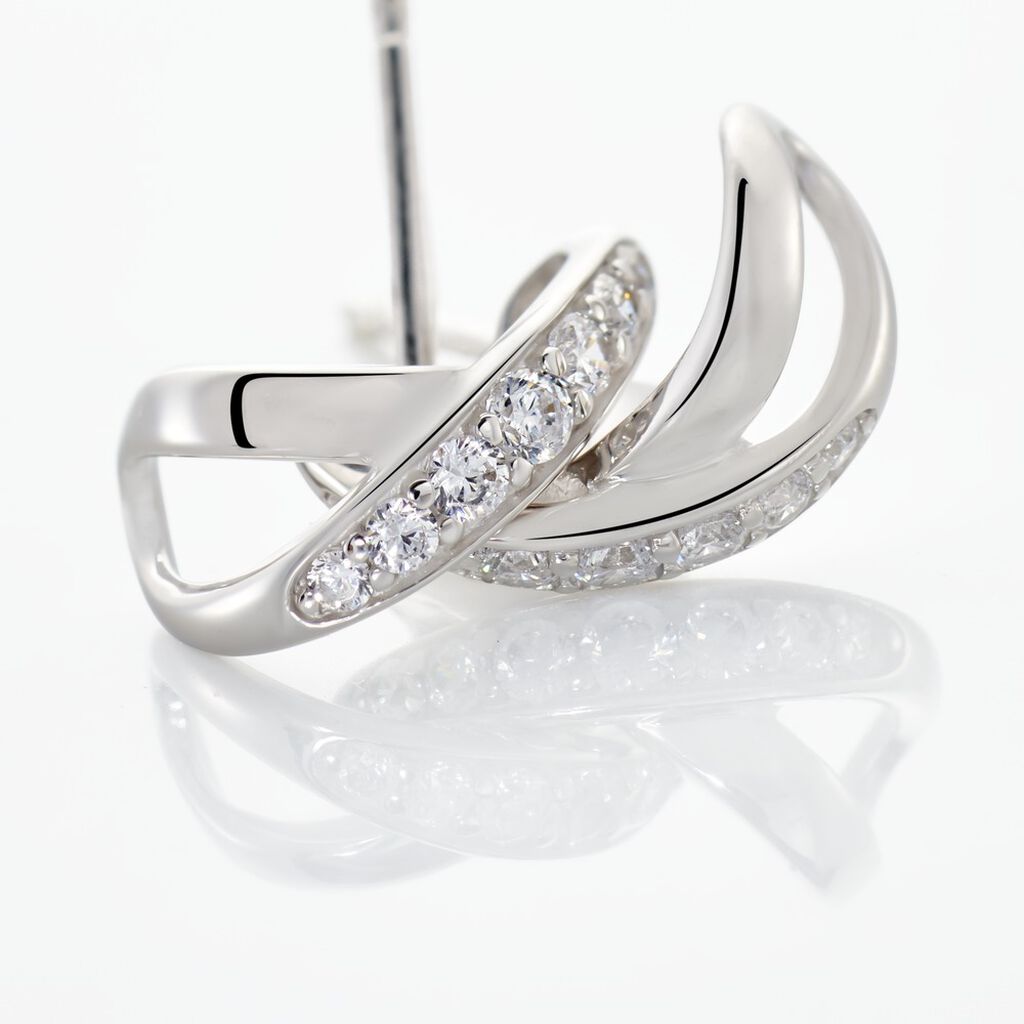 Damen Creolen Silber 925 Zirkonia Wei&szlig; 0,1 ct