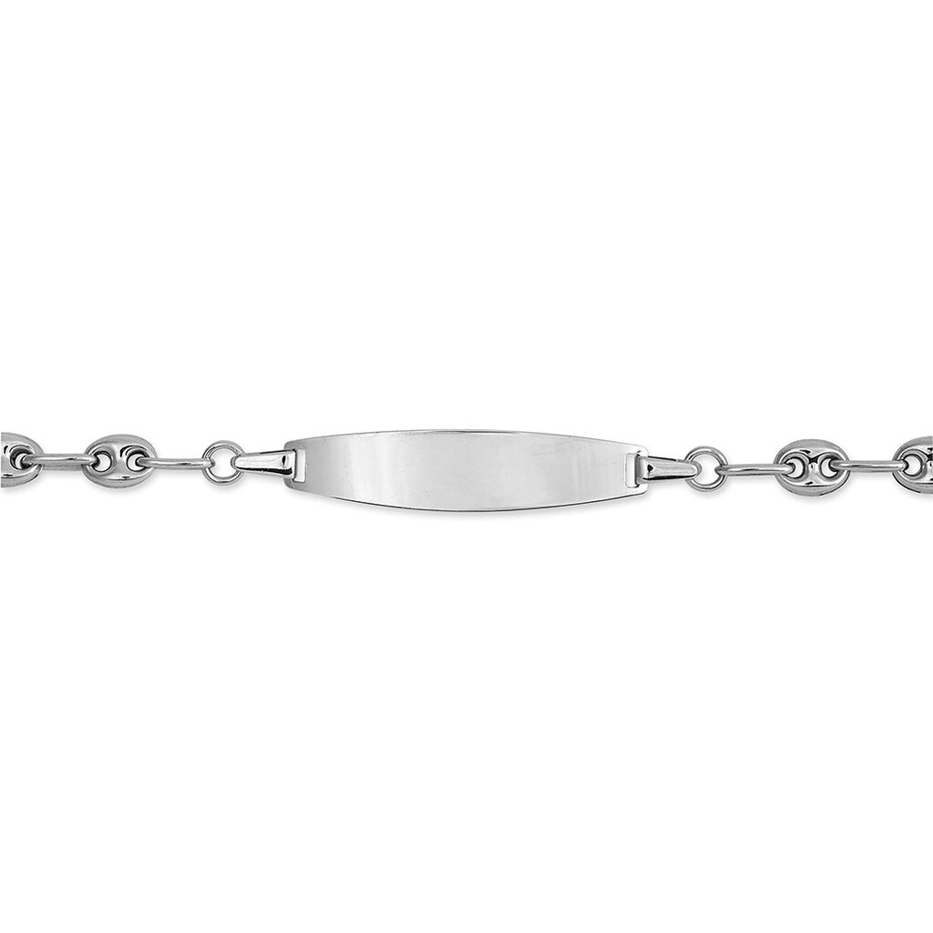 Bracelet Identité Evin Maille Grain De Cafe Or Blanc - Spannringe Kinder | OROVIVO