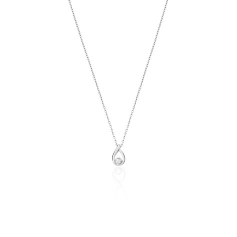 BIANCA Damen Collier Edelstahl Zirkonia Wei&szlig; Tropfen B 0,9 mm - Halsketten Damen | OROVIVO