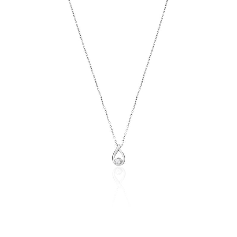 BIANCA Damen Collier Edelstahl Zirkonia Wei&szlig; Tropfen B 0,9 mm - Halsketten Damen | OROVIVO