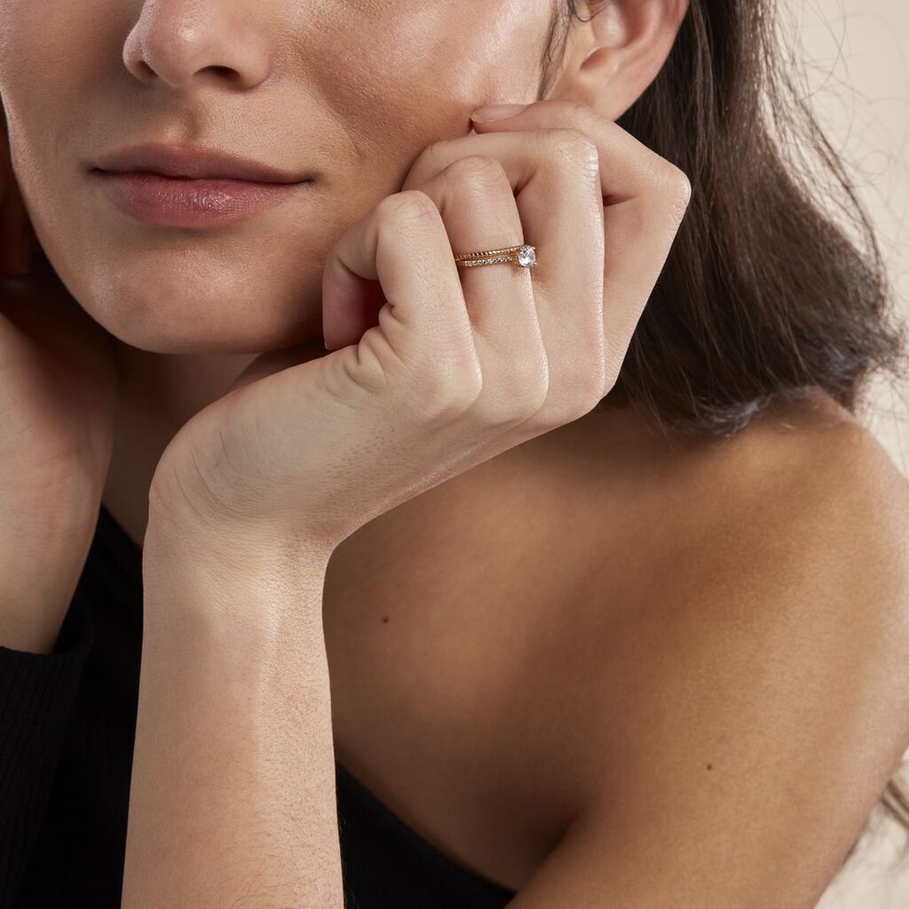 Solitaire Or Jaune Rosemonde Accompagne - Spannringe Damen | OROVIVO