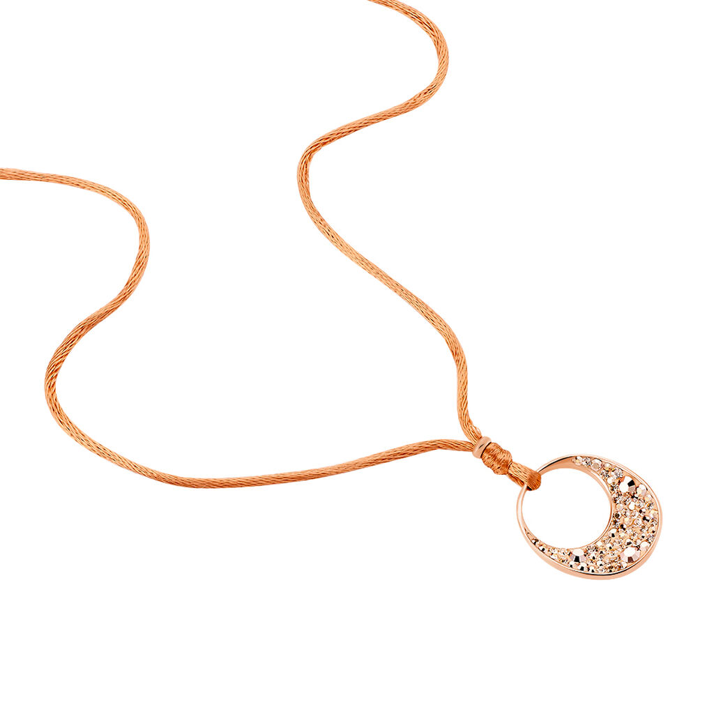 SAVINNA Damen Collier Edelstahl rosevergoldet Strass Champagner Kreis B 1 mm