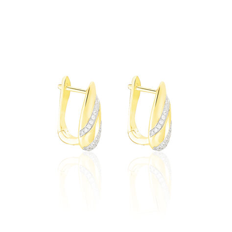 DORIE Damen Creolen Gold 375 (9 Karat) Zirkonia Wei&szlig; B 5 mm - Creolen  | OROVIVO