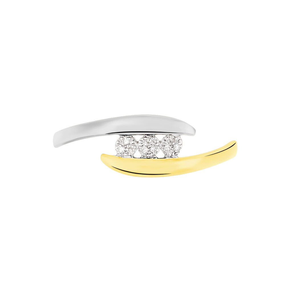 DELPHINE Damen Ring Gold Bicolor 375 (9 Karat) Diamant Wei&szlig; 0,03 ct