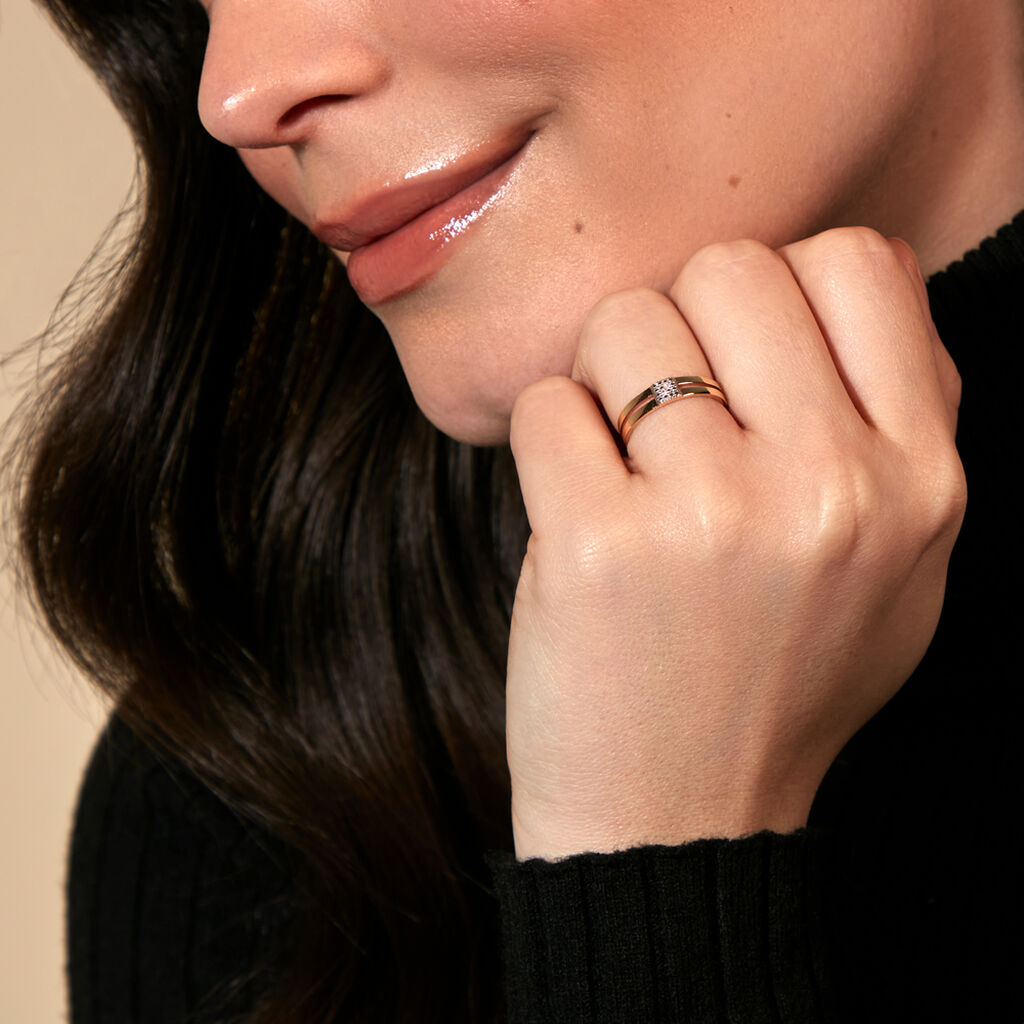 MINELLE Damen Ring Gold 375 (9 Karat) Diamant Wei&szlig; 0,01 ct Viereck