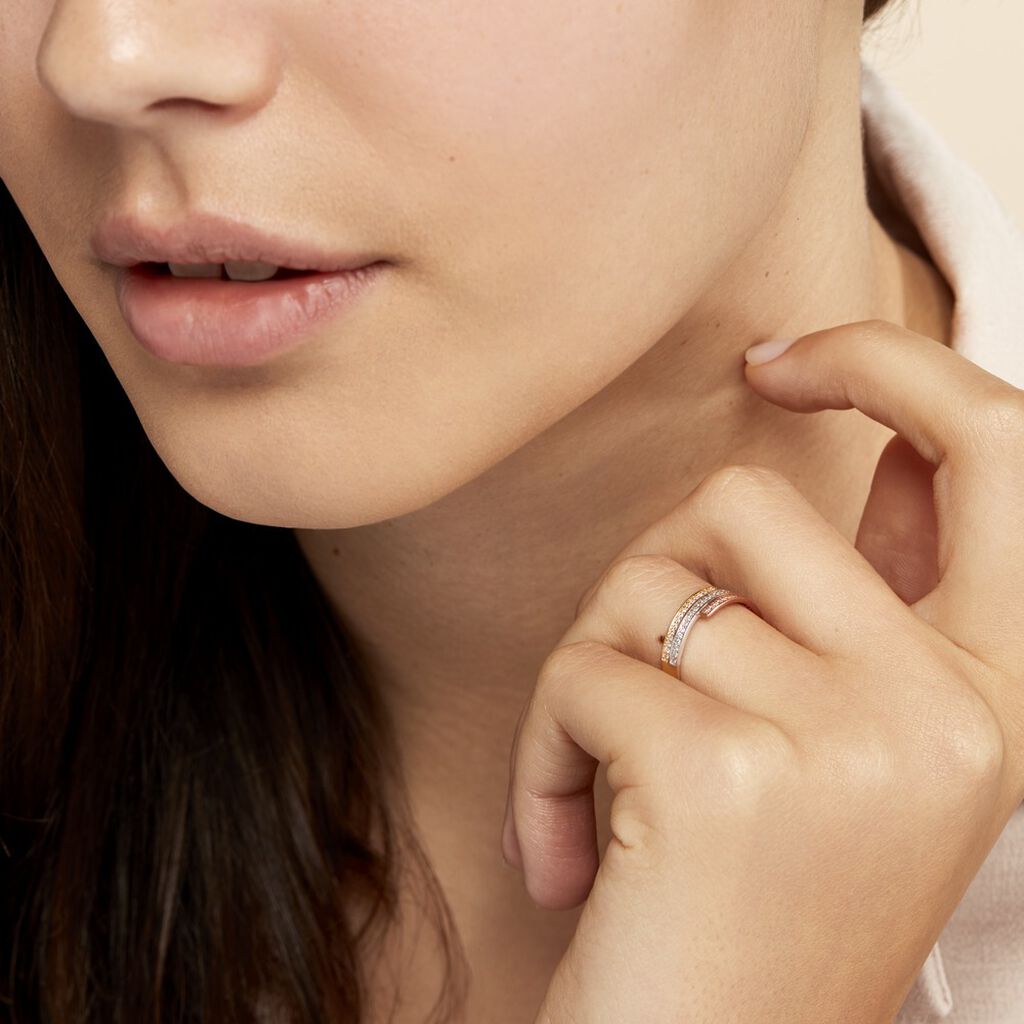 Bague Or Tricolore Rama3 Rangs Semi - Spannringe Damen | OROVIVO