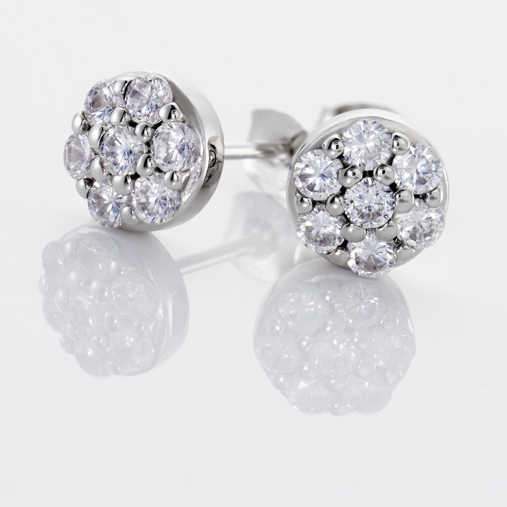 Damen Ohrstecker Silber 925 Zirkonia Wei&szlig; 1,16 ct