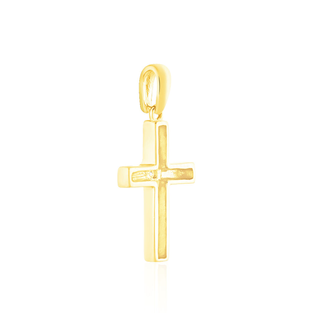 Unisex Anhänger Gold 375 Diamant 0,02ct Religiöses Kreuz Kreuz 2  - Schmuckanhänger Unisex | OROVIVO