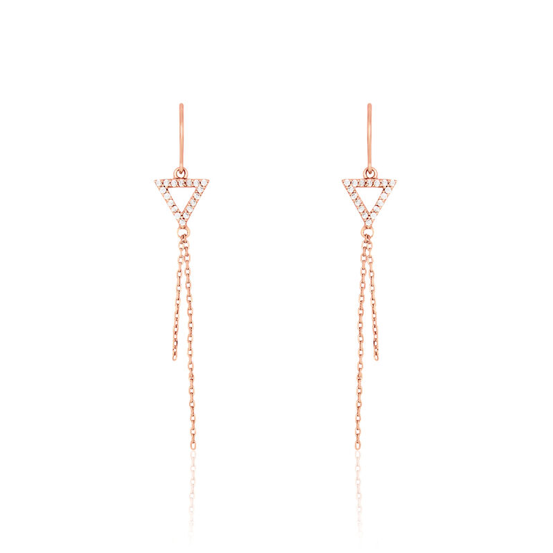 Boucles D'oreilles Pendantes Loria Argent Rose Oxyde De Zirconium - Spannringe Damen | OROVIVO