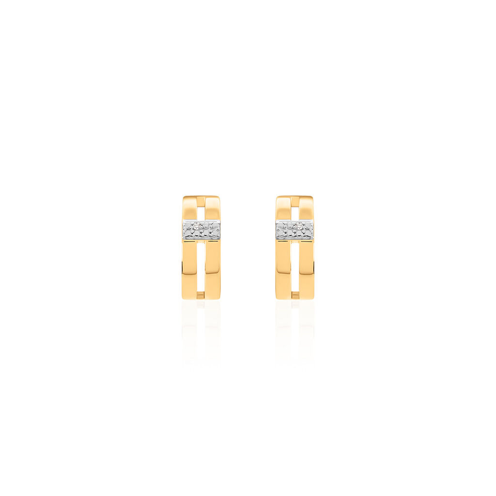 MINELLE Damen Ohrstecker Gold 375 (9 Karat) Diamant Weiß 0,01 ct, Ohrstecker mit Stein