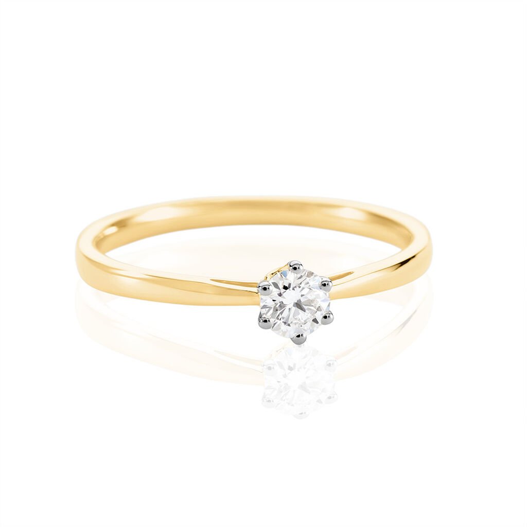 Sonate Damen Ring Gold 585 (14 Karat) Synthetischer Diamant Wei&szlig; 0,21 ct