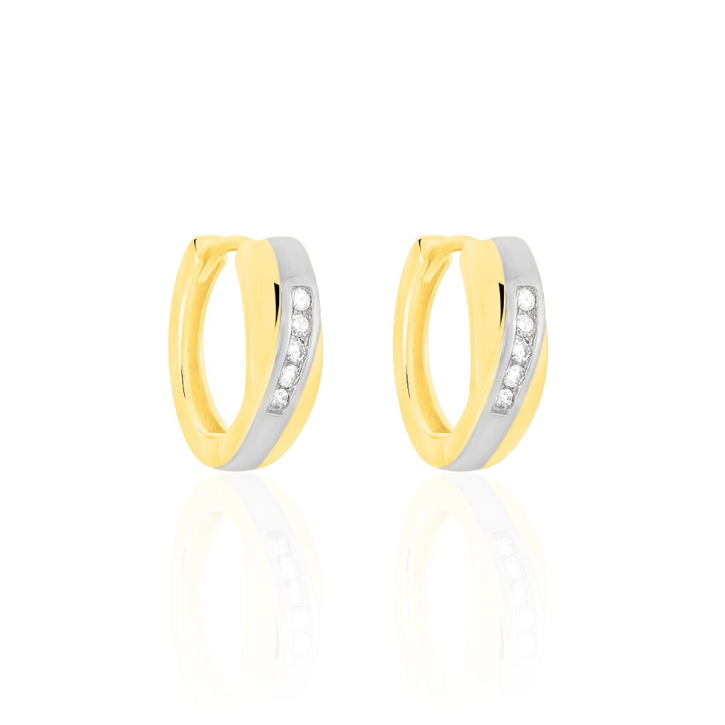 Damen Creolen Gold Bicolor 333 Diamant 0,1ct Saba 14,50mm 4,70mm  - Creolen Damen | OROVIVO