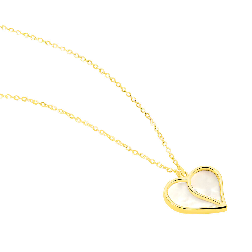Damen Halskette Gold 375 Perlmutt Herz - Herzketten Damen | OROVIVO