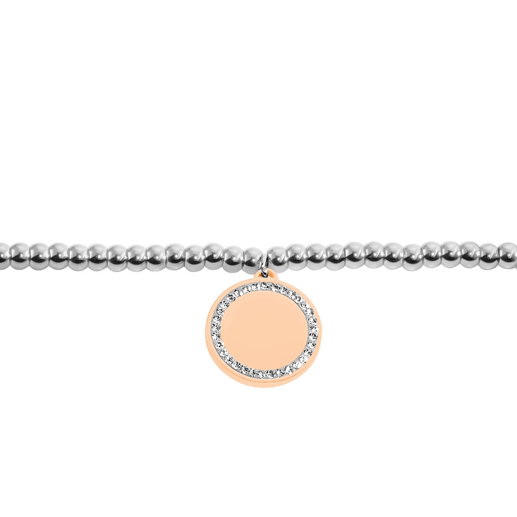 GODINA Damen Armband Edelstahl Bicolor Strass Wei&szlig; Kreis B 4 mm