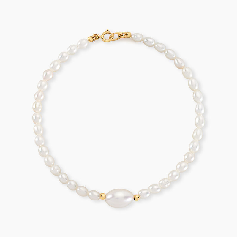 Bracelet Or Jaune Perle De Culture - Spannringe Damen | OROVIVO