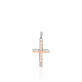 Kreuz Anhänger Silber 925 Bicolor Zirkonia - Kreuzanhänger Familie | OROVIVO