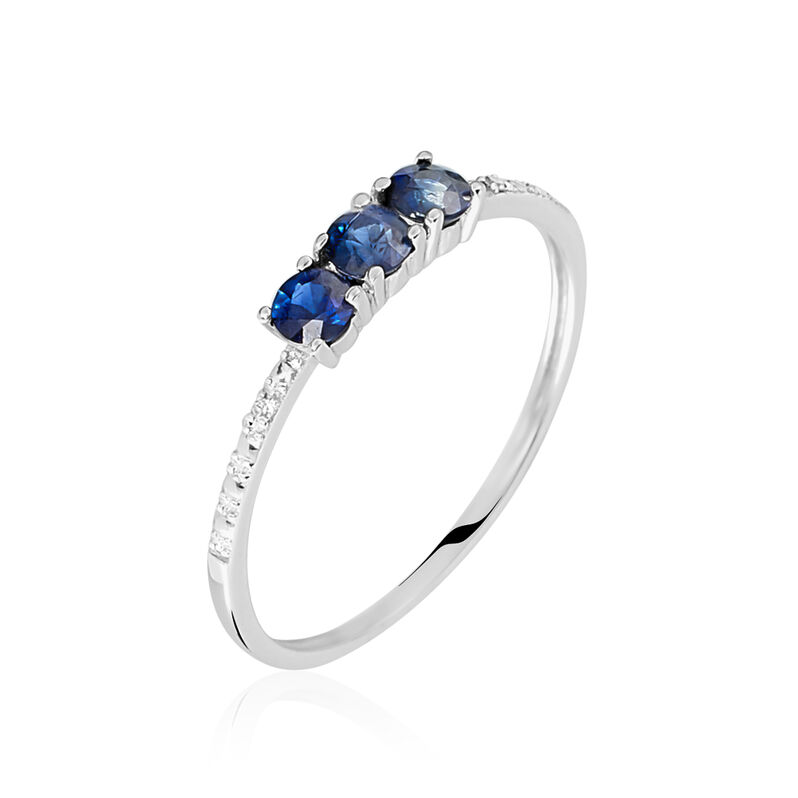 Bague Lenita Or Blanc Saphir Et Diamant - Spannringe Damen | OROVIVO