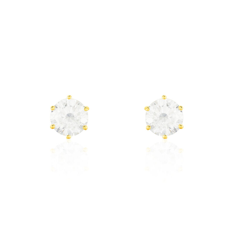 Damen Ohrstecker Gold 375 Zirkonia Kreis Krappe 6 6,00mm  - Ohrstecker Damen | OROVIVO