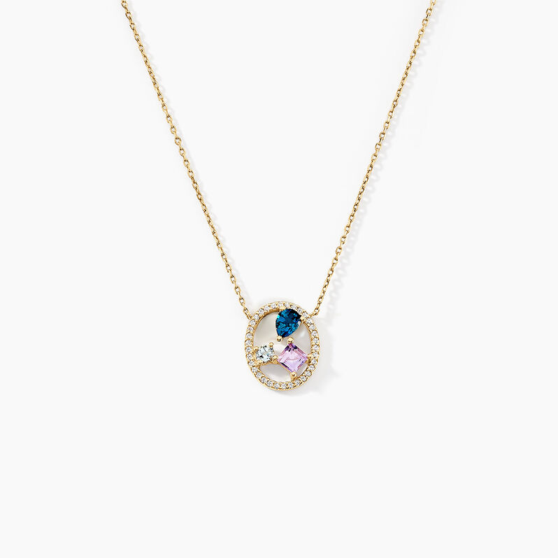 Collier Ryota Or Jaune Topaze Améthyste - Spannringe Damen | OROVIVO