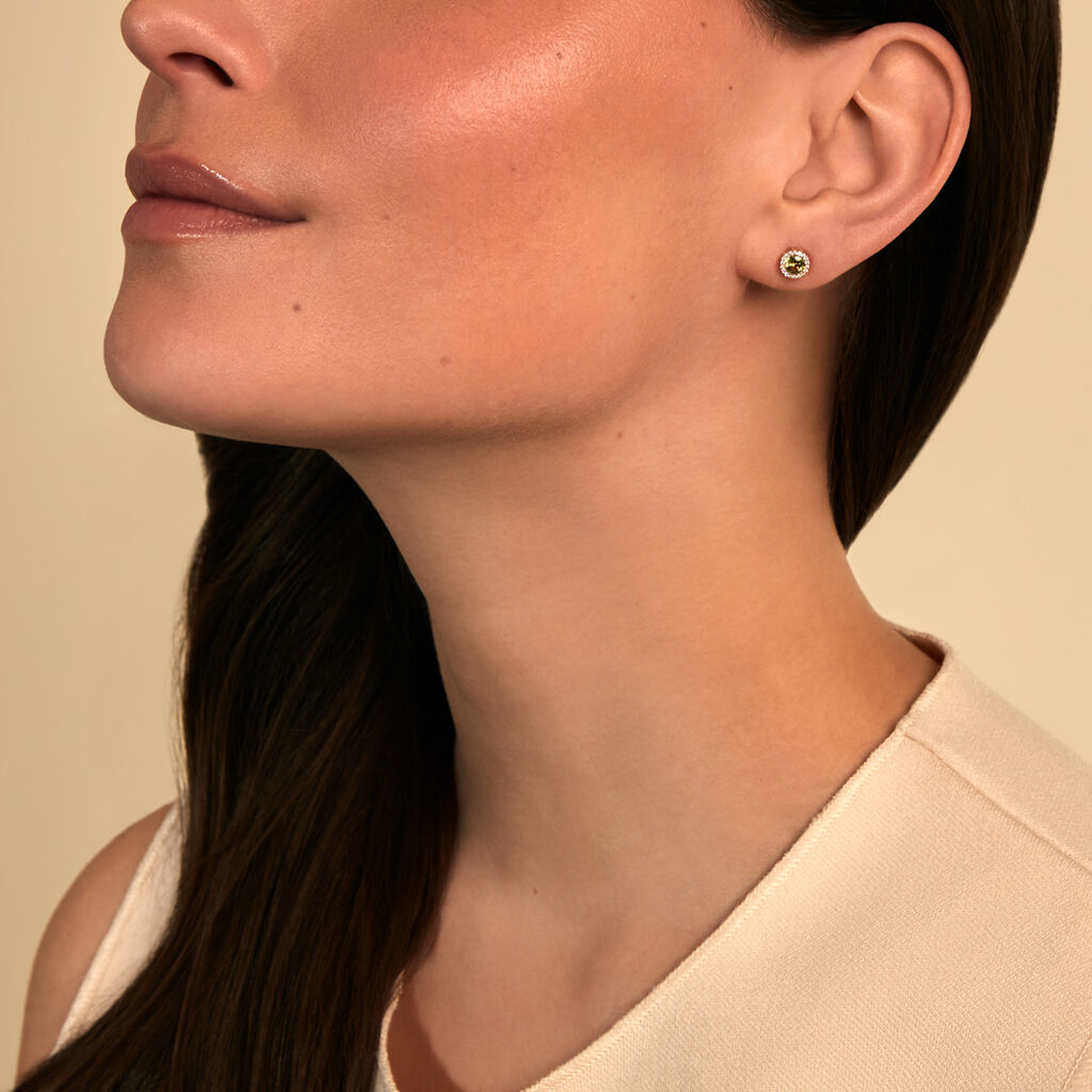 EBRA Damen Ohrstecker Gold 375 (9 Karat) Peridot Gr&uuml;n 0,7 ct