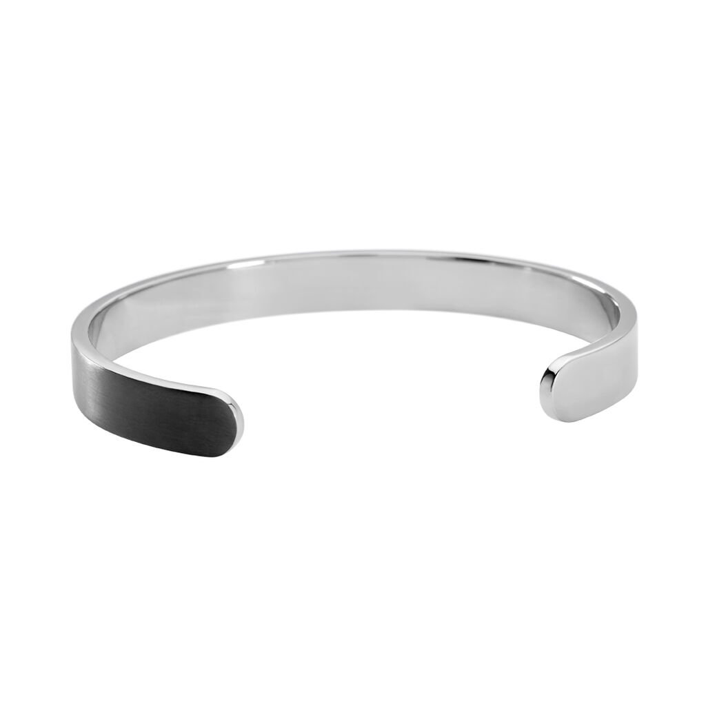 Herren Armreif / Armspange Edelstahl Bicolor Silber/Schwarz Owen 64,00mm - Armbänder Herren | OROVIVO