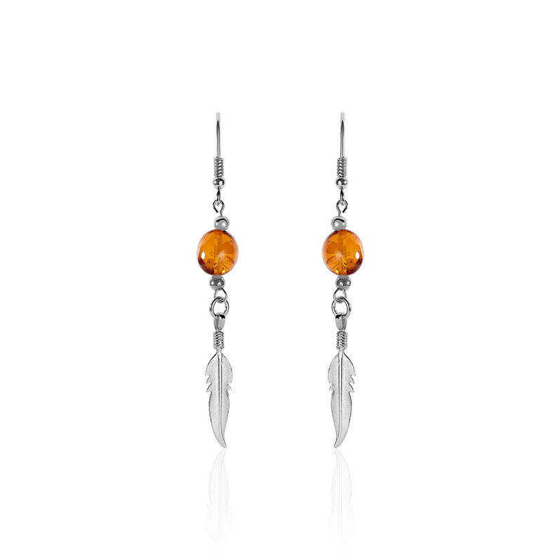 Boucles D'oreilles Pendantes Sevil Argent Blanc Ambre - Spannringe Damen | OROVIVO