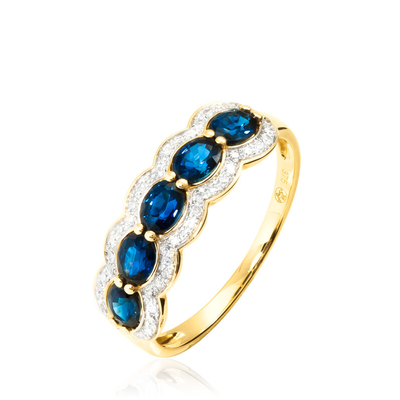 Bague Margaux Or Jaune Saphir Et Diamant - Spannringe Damen | OROVIVO