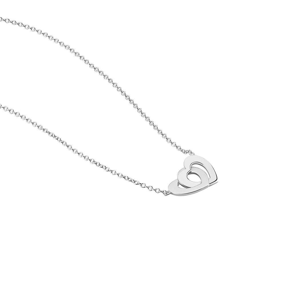 Damen Collier Silber 925 Doppelherz B 1 mm