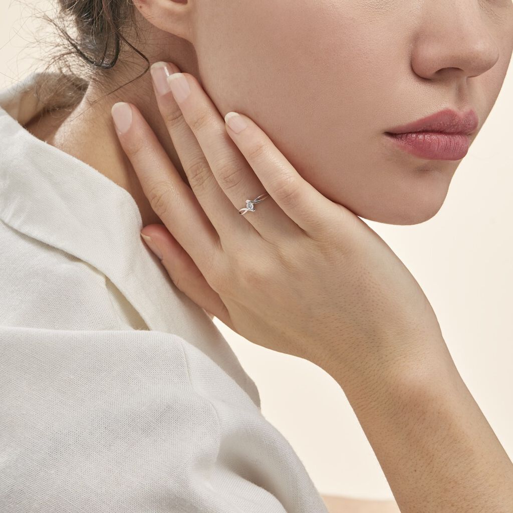 Bague Chamirame Or Blanc Oxyde De Zirconium - Spannringe Damen | OROVIVO