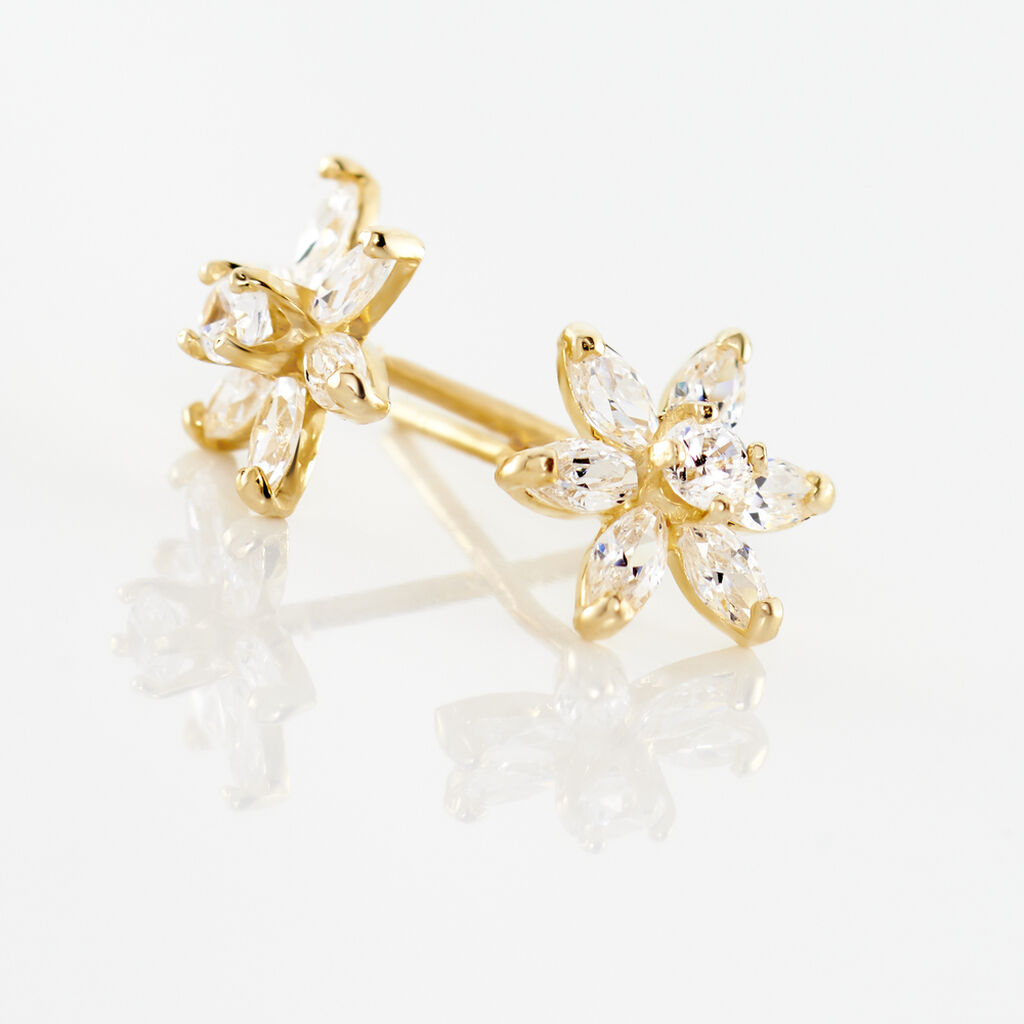 Damen Ohrstecker Gold 375 Zirkonia Blume - Ohrstecker Damen | OROVIVO