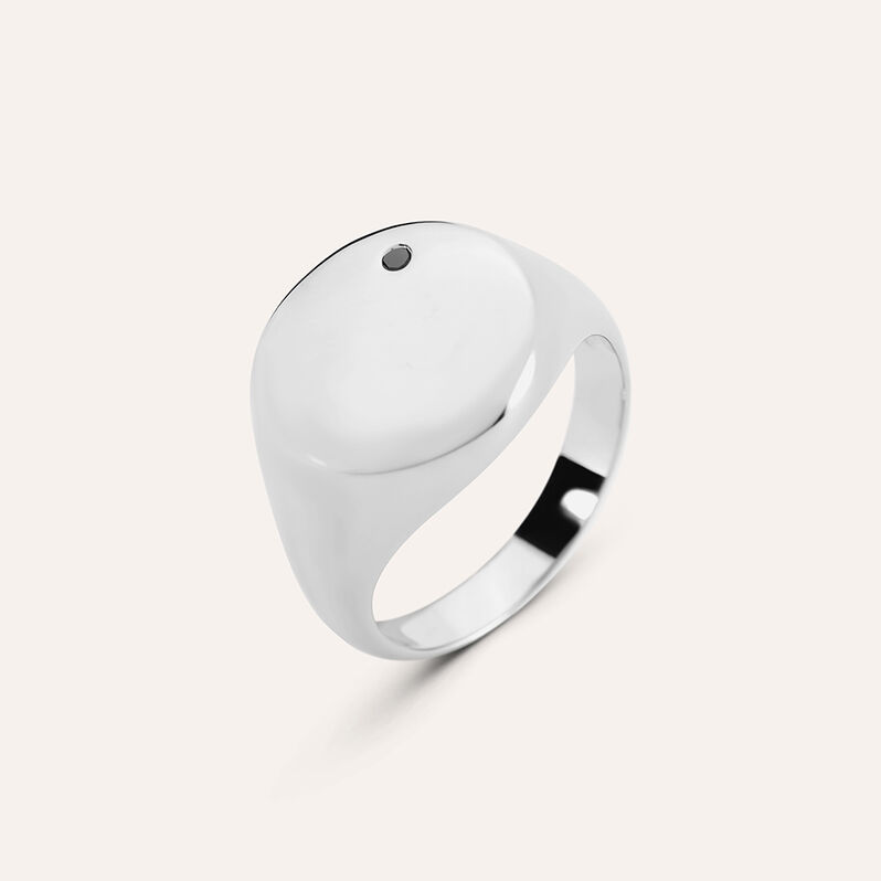 Anello Chevalier Gentleman Argento Rodiato Cubic Zirconia - Spannringe Herren | OROVIVO