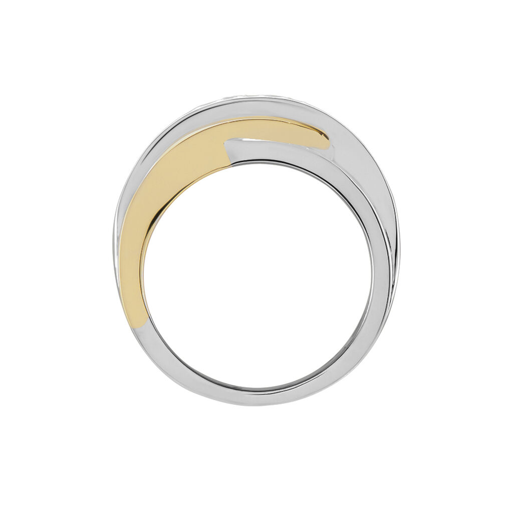 Damen Ring Silber 925 Bicolor Vergoldet Zirkonia gekreuzt Monica - Ringe mit Stein Damen | OROVIVO
