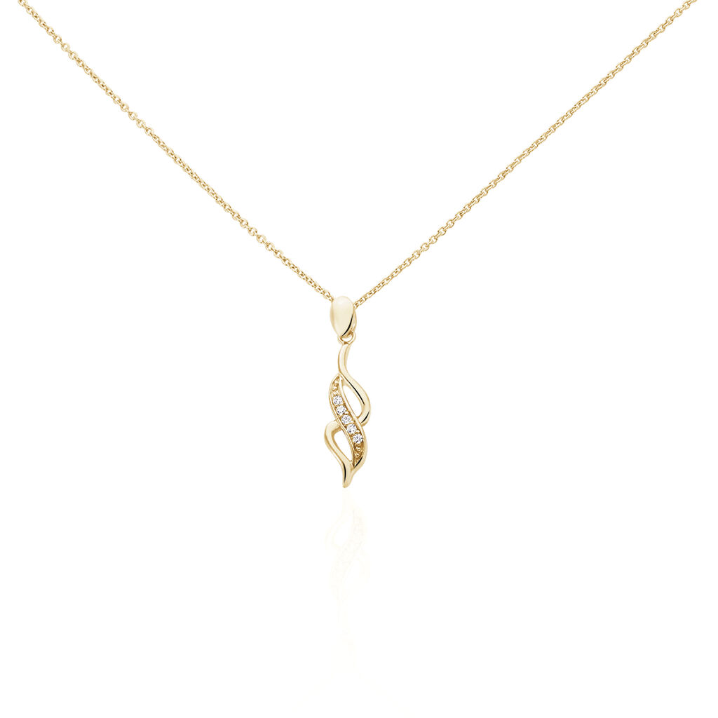 Damen Collier Vergoldet Zirkonia Spiralförmig Ishaae, Collier mit Stein