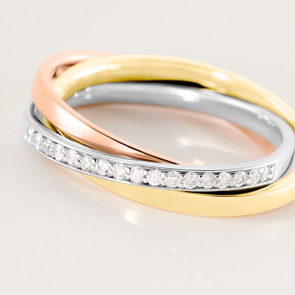 SERENE Damen Ring Gold Tricolor Gold / Weiß / Rosé 585 (14 Karat) Diamant Weiß 0,13 ct - Ringe mit Stein Damen | OROVIVO