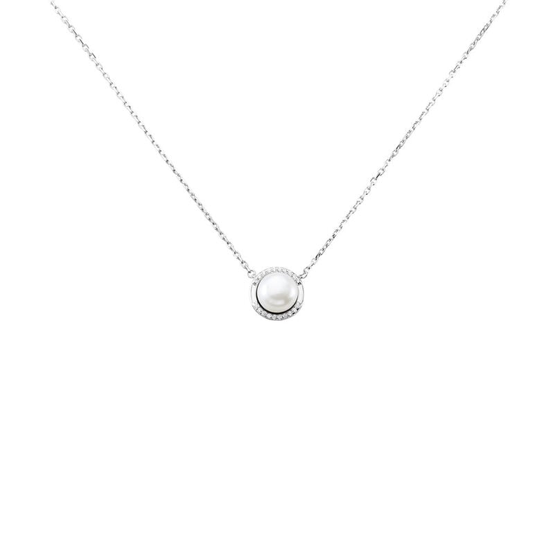 XENIA Damen Collier Silber 925 Zuchtperle Wei&szlig; 3 ct - Halsketten Damen | OROVIVO