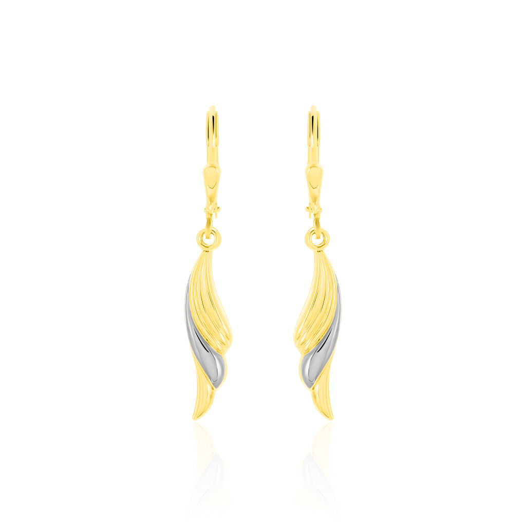 BRIGITTE 1 Damen Ohrringe Lang Gold Bicolor 333 (8 Karat) Fl&uuml;gel