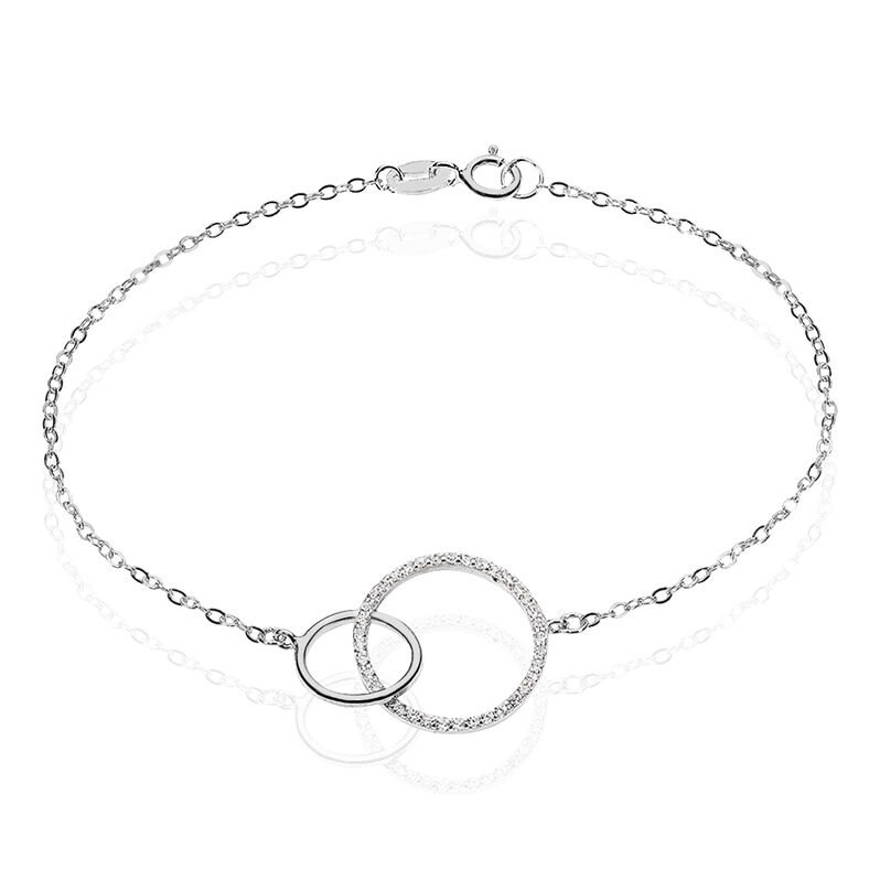 YALAZ 1 Damen Armband Silber 925 Zirkonia Wei&szlig; Doppelkreis - Armb&auml;nder mit Anh&auml;nger Damen | OROVIVO