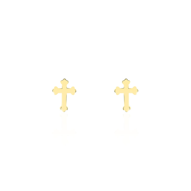 WOGGA Damen Ohrstecker Gold 375 (9 Karat) Religi&ouml;ses Kreuz - Ohrstecker Damen | OROVIVO