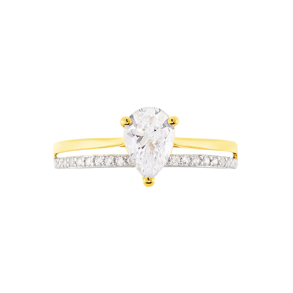Damen Ring Gold Bicolor 375 Zirkonia Tropfen Clary  - Verlobungsringe Damen | OROVIVO