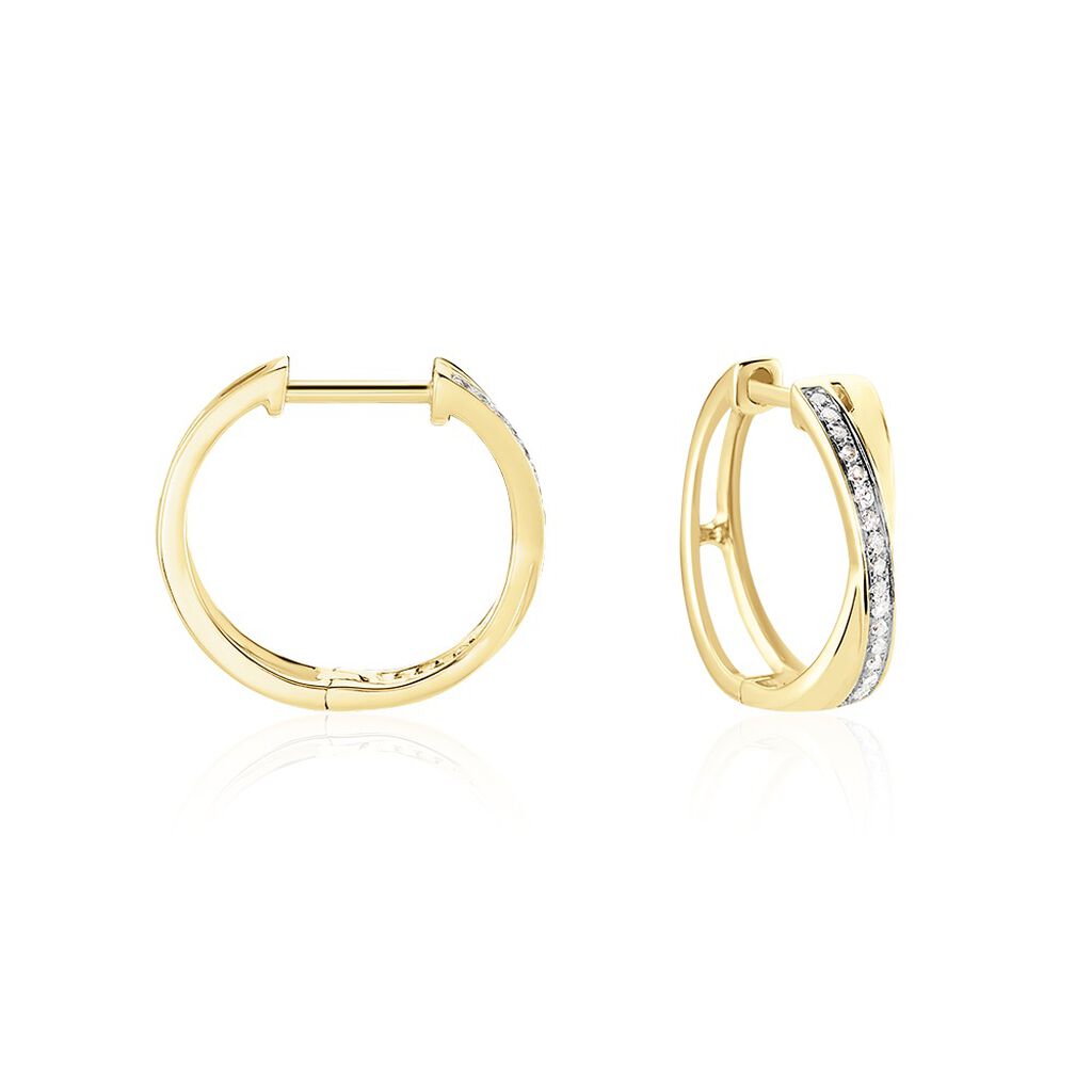 GIANA Damen Creolen Gold 585 (14 Karat) Diamant Wei&szlig; 0,12 ct