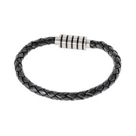 Herren Lederarmband Edelstahl Schwarz - Lederarmbänder Herren | OROVIVO