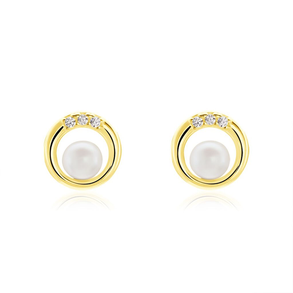 Damen Ohrstecker Gold 375 Zuchtperle Zirkonia Kreis Isabella -  13150035873R00 • Orovivo | Dein Online-Juwelier