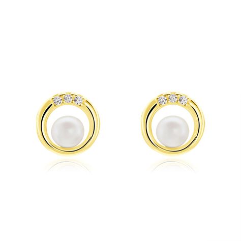 Damen Ohrstecker Gold 375 Zuchtperle Zirkonia Kreis Isabella - Ohrstecker Damen | OROVIVO