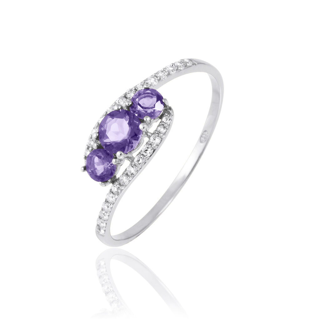 Bague Chloe Or Blanc Amethyste Et Oxyde De Zirconium - Spannringe Damen | OROVIVO