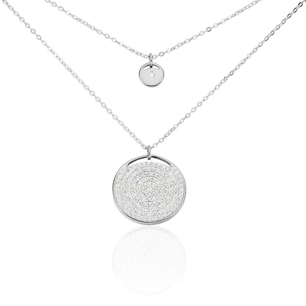 Damen Collier Silber 925 Zirkonia Weiß 4,21 ct Kreis, Collier mit Stein